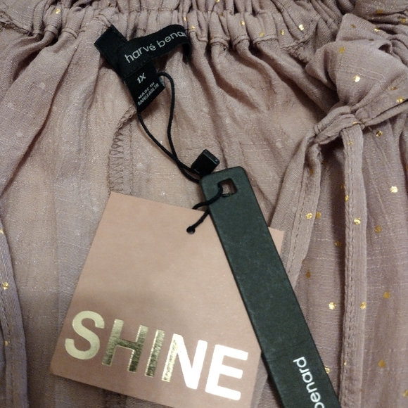 Harvé Benard 1X Mauve Rose Gold Dot Gauzy Top - Picture 2 of 11